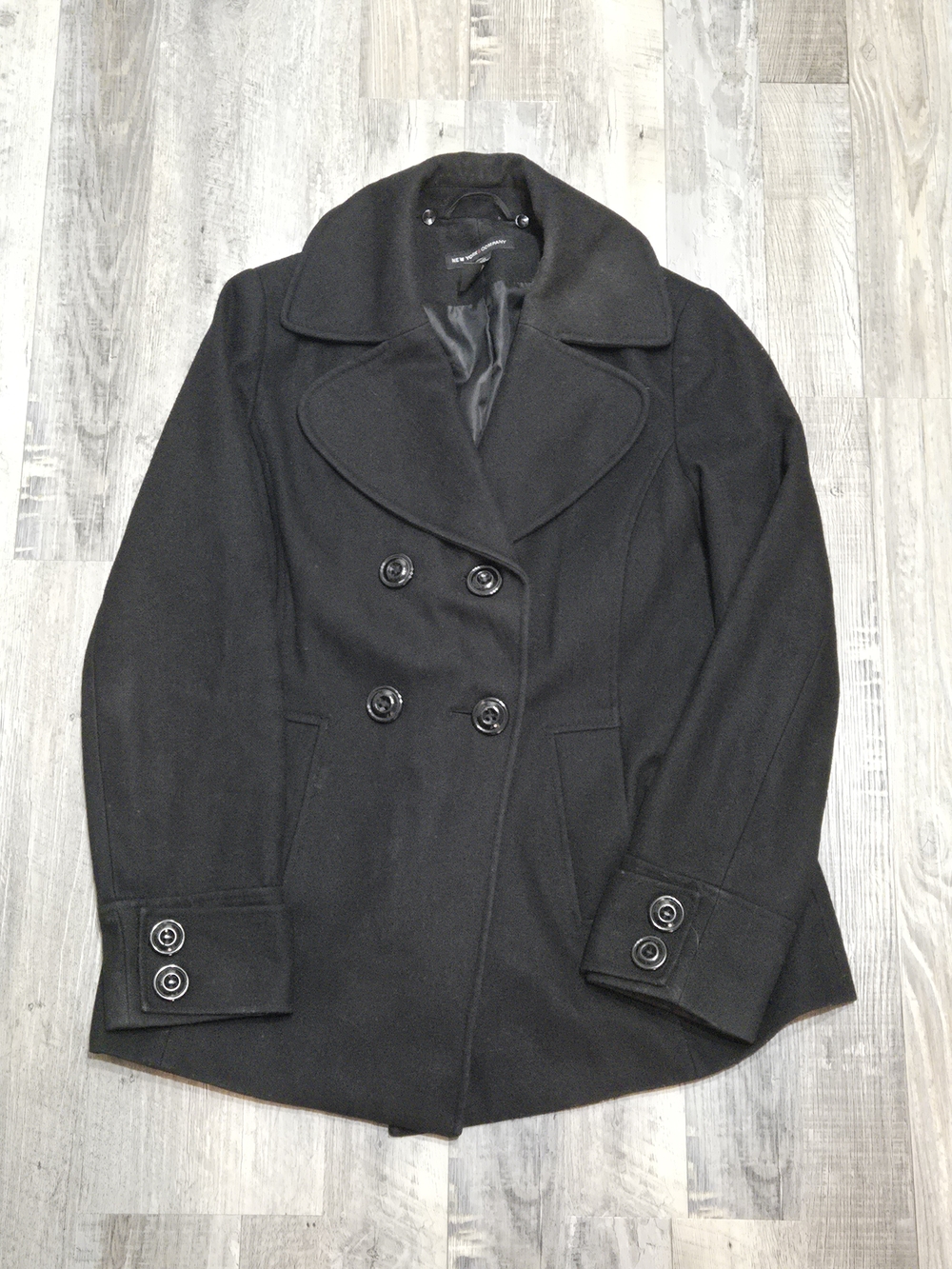 New York & Company Black Double-Breasted Pea Coat - 10